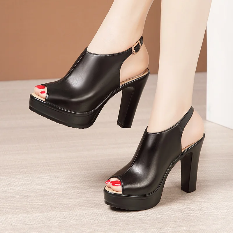

2023 Fashion Women Sandals Thick Platform Summer Pumps 10cm High Heels Plus Size 42 43 Peep-toe Female Party Shoes Catwalk Shoes