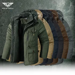 Tactical Hooded Parkas Men Outdoor Windproof Warm Casual Windbreaker Winter Fleece Thickened Military Coats Midi Length Outwear