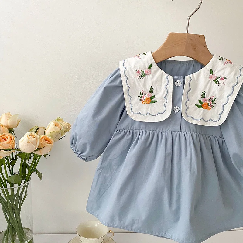 Autumn Baby Girls Bodysuit Embroidery One Piece