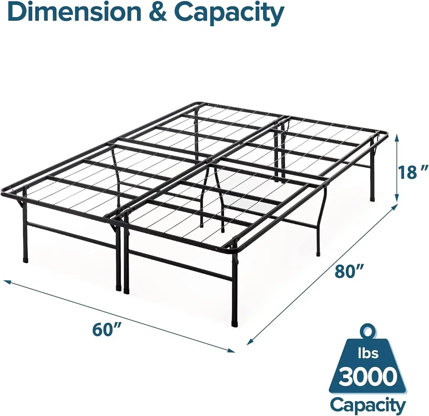 Queen Size Heavy Duty Mattress Foundation / 18 Inch Metal Platform Bed Frame, No Box Spring Needed, Sturdy Steel Frame 5