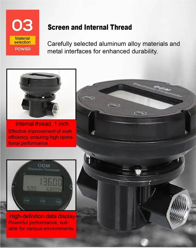 1″ Plastic Electronic Turbine Flowmeter Oval Gear Flow Meter for Diesel Fuel Dig