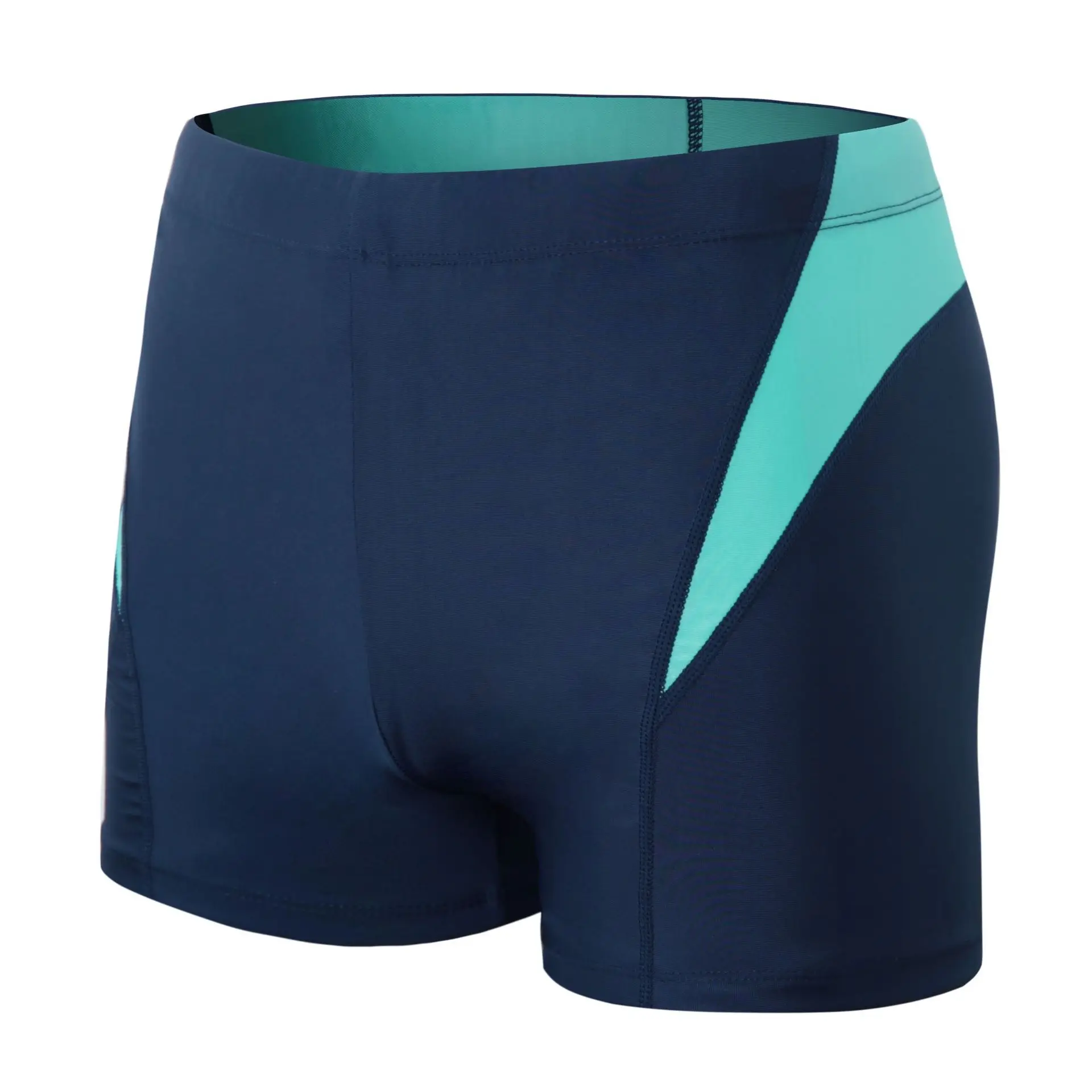 Men Swimming Trunks Short Swimsuit Elasticity Stitching Color Chlorine Resistant
