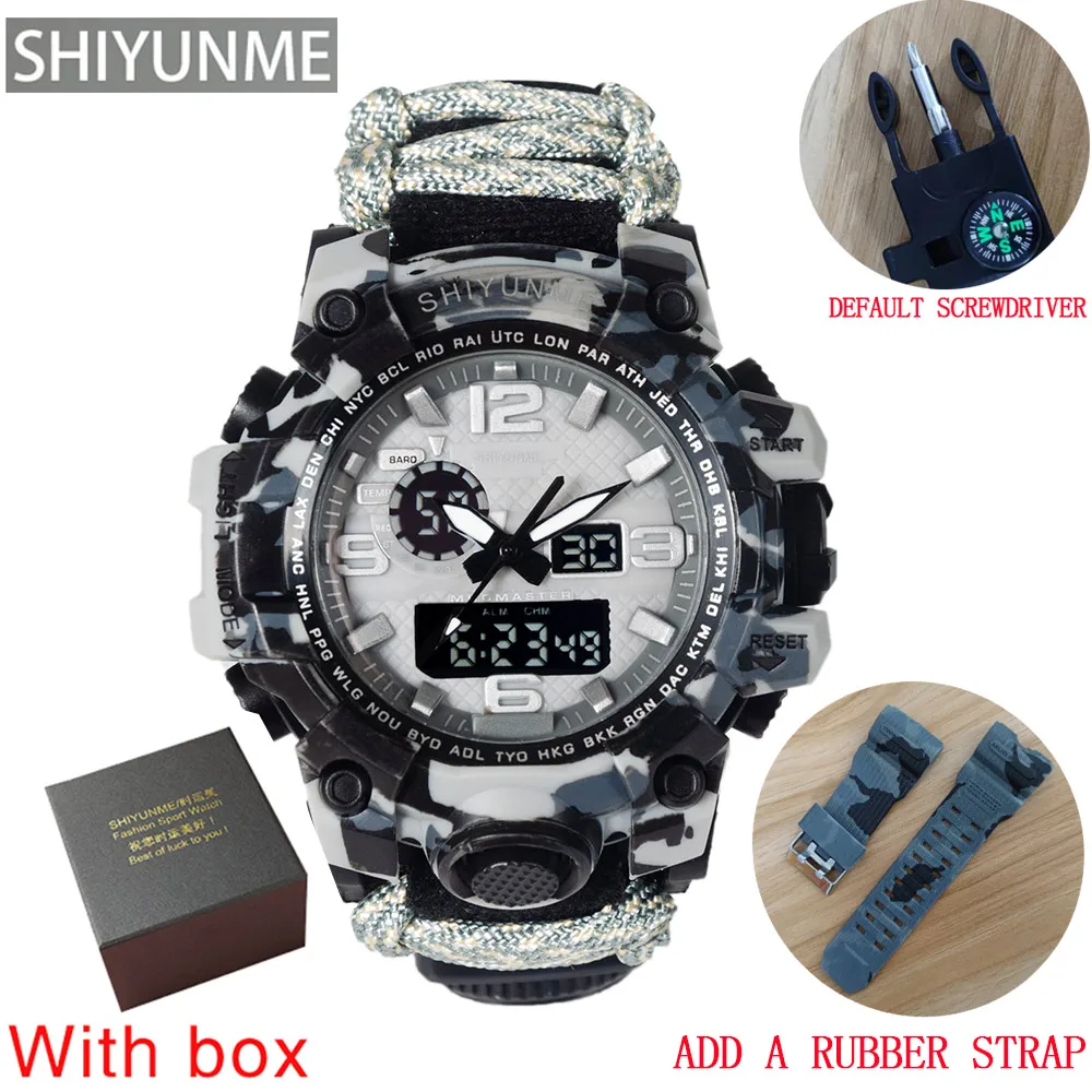 Men Camouflage Military Sports Digital Watches Compass Outdoor Survival Multi-function Waterproof Men's Watch Relogio Masculino 