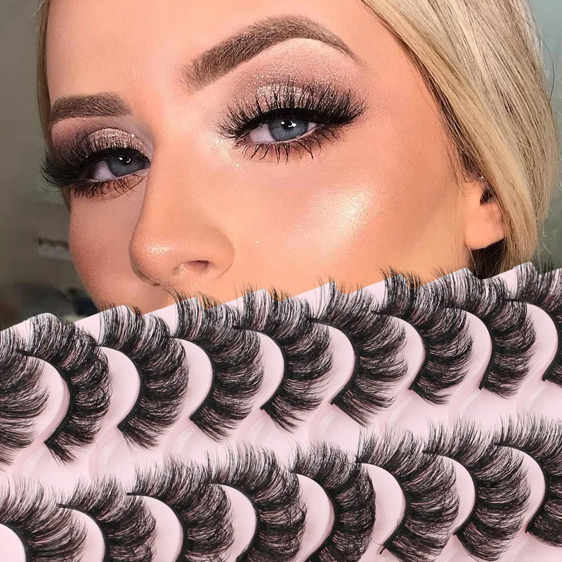 

New Russian Volume False Eyelash 7D Curly Natural Thick 10 Pairs DD Large Curvature Pack Eyelash Makeup