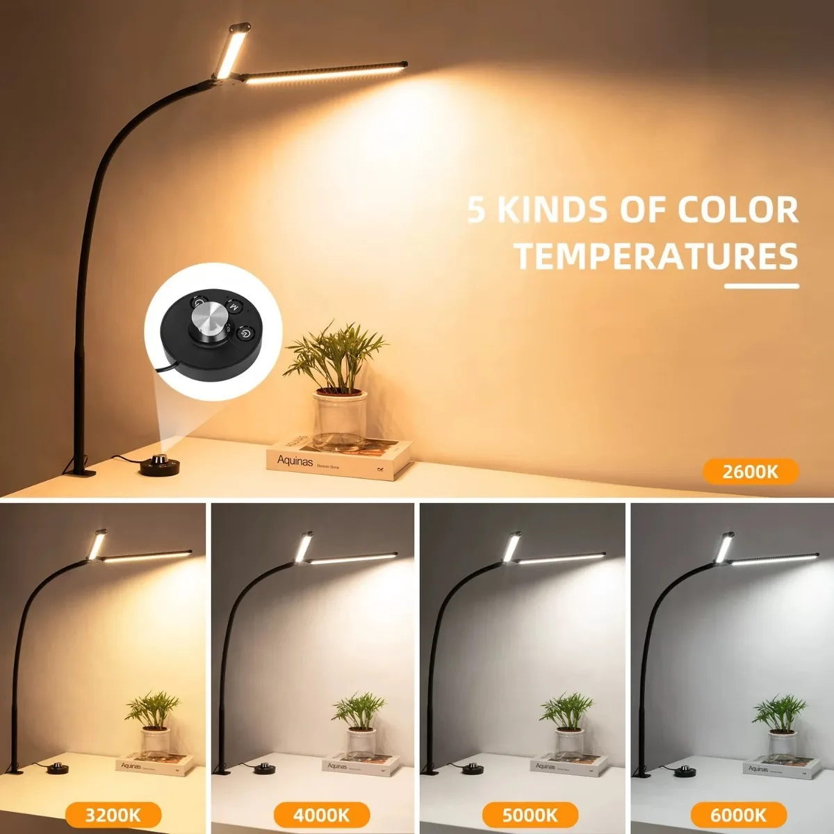 3 Color Mode Double Head Clip Lamp Led Desktop Lamp Home Office Lighting 10 Dimmable Eye Protect Computer Home Party Lighting