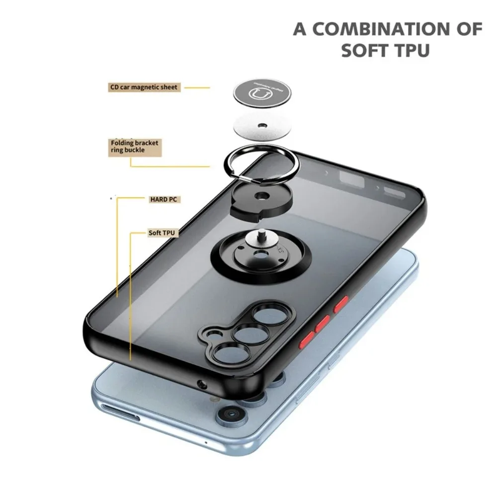 Enhanced Magnetic Ring Holder Armor Case - Frosted Hard Protective Cover