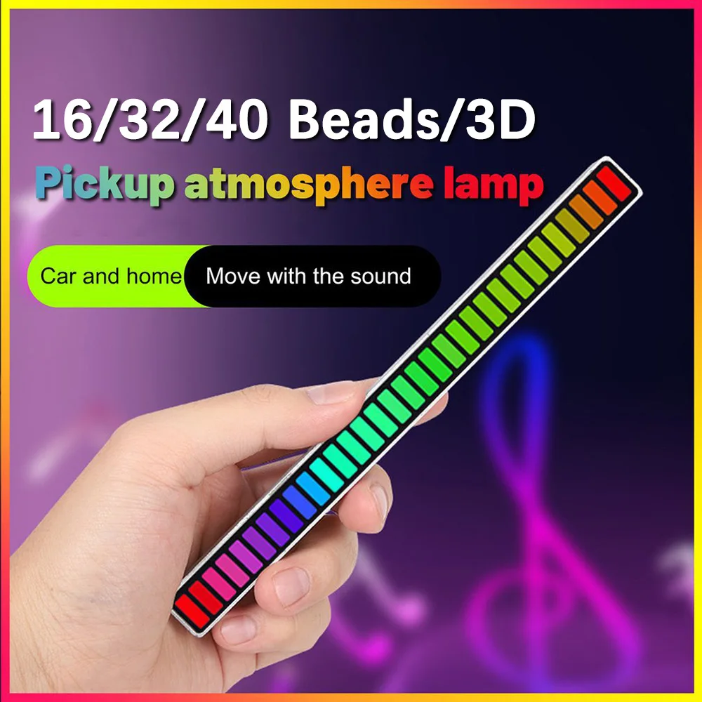LED 스트립 무선 사운드 활성화 RGB 라이트 바 픽업 음성 제어 조명 엠비언트 램프 자동차 미적 라마단 룸 장식 2023, 자동차 인테리어 조명, 분위기 있는