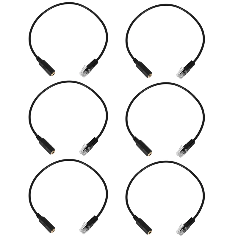 

6X 3.5Mm Plug Jack To RJ9 For Iphone Headset To For Office Phone Adapter Cable
