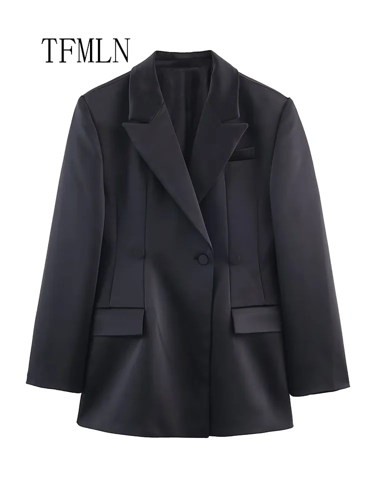 2026 New Office Ladies Slim Blazer Jackets Fashion Casual Solid Notched Pockets Women's Chic Coats Retro Long Sleeve Outwear