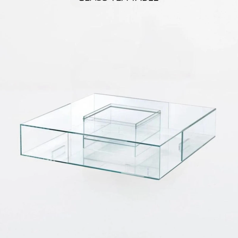 

Tempered Glass Coffee Table Living Room Italian Designer Italian Minimalist Square Short Tea Table Deck