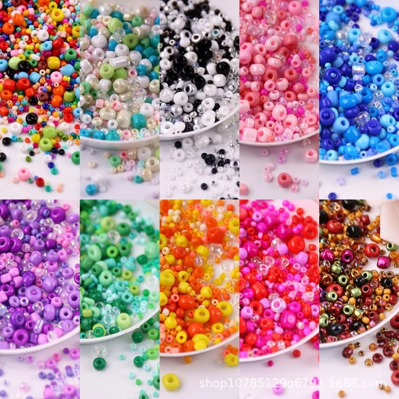500pcs 1.5-4mm Mixed size lacquered glass,solid-colored rice beads,handmade DIY cross-stitch, hairpin, fringed loose beads.