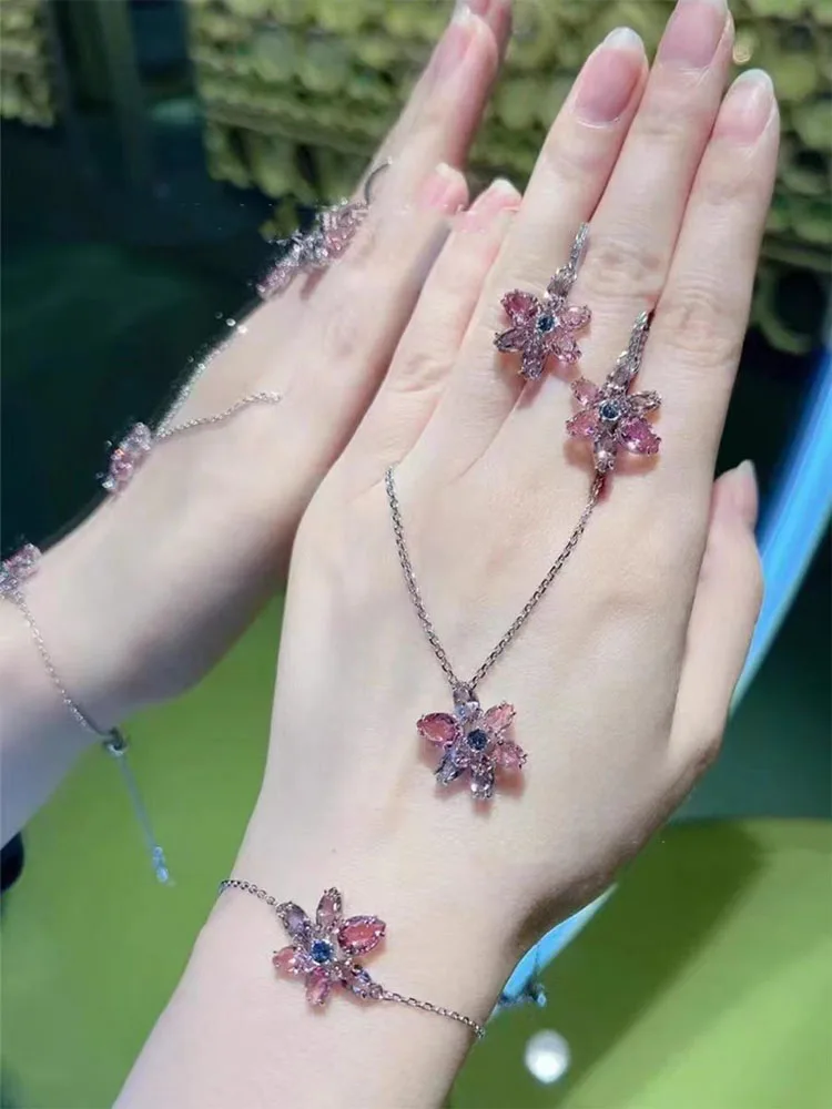2025 Luxury Brand Shiny Yellow Candy Jewelry Set Charming for Women Green Crystal Necklace Earrings Bracelet Romantic Gift 2