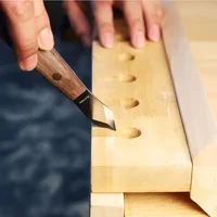 High Carbon Steel Double Bevel Blade Marking Knife, Precision Marking and Carving Tool with Wooden Handle and Protective She 4