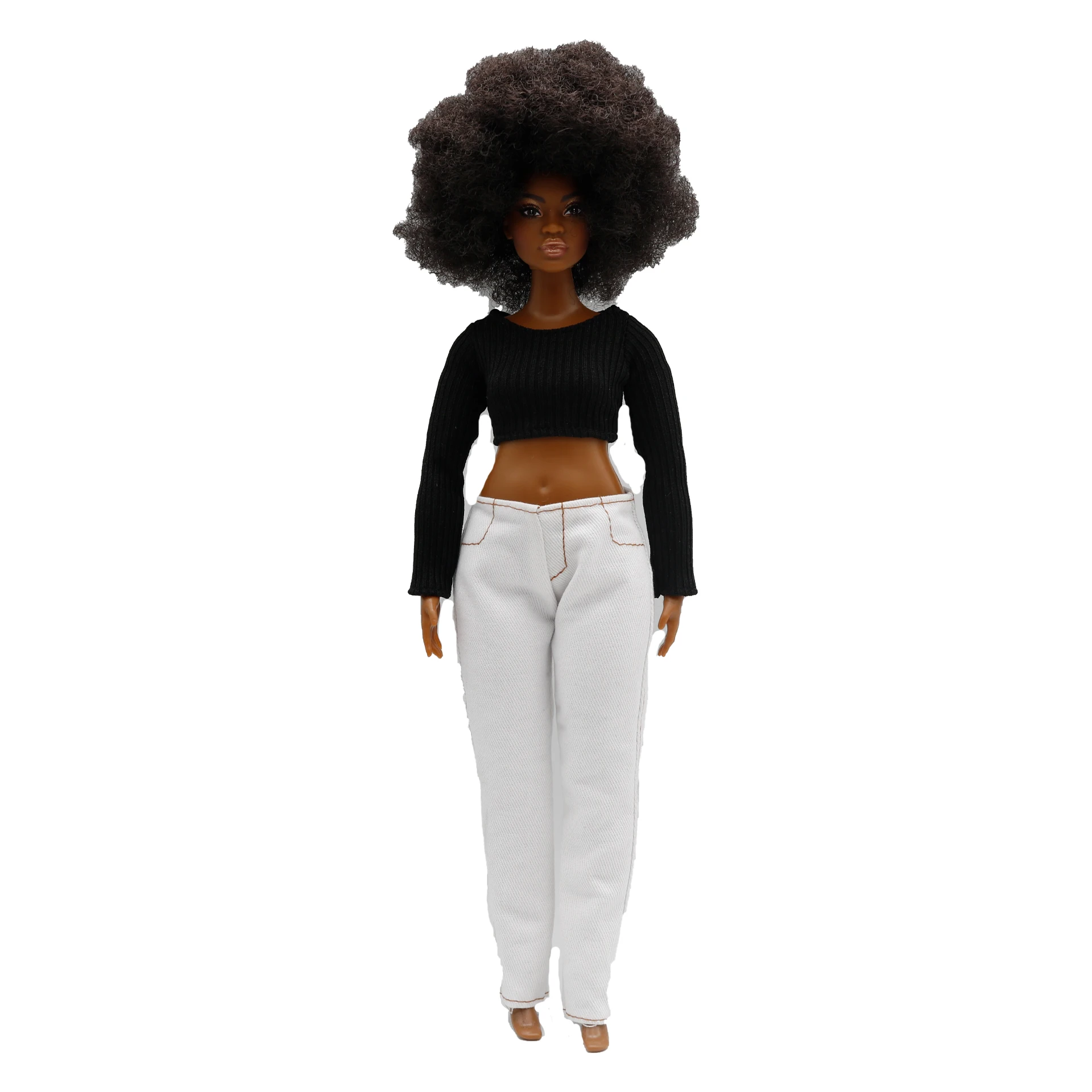 New 30cm 1/6 Doll jeans Striped Tshirt set Daily Wear Clothes for curvy Barbies doll Accessories 5