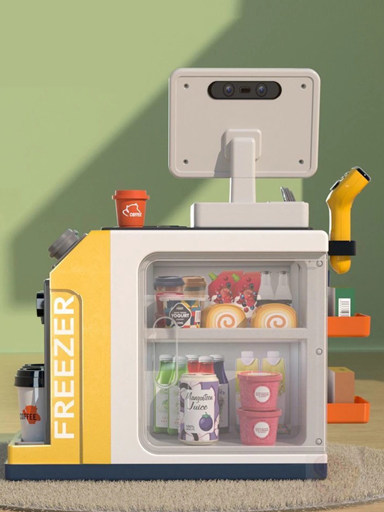 46Pcs Mini Supermarket Cash Register Toy Coffee Machine Cashier With Sound Light 20 46Pcs Mini Supermarket Cash Register Toy Coffee Machine Cashier With Sound Light