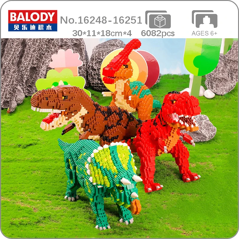 Balody Jurassic Periodo Dinosaur Tyrannosaurus Parasaurolophus Triceratops Monster Mini Diamond Blocks Mattoni Building Toy No Box
