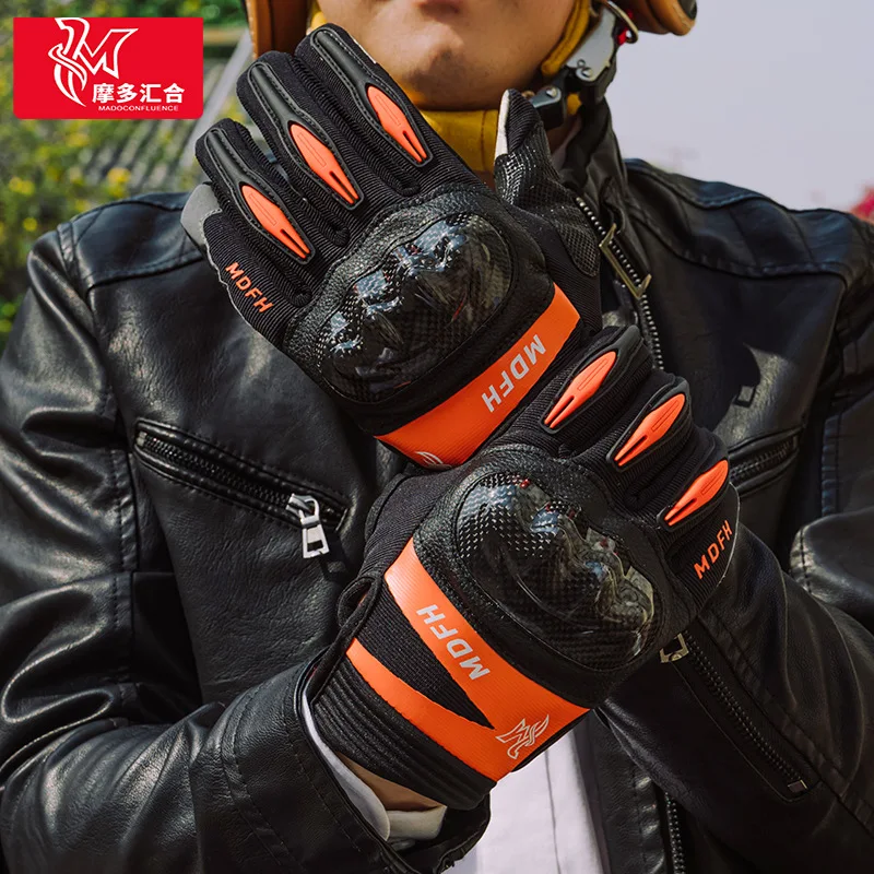 

Motowolf NEW Motorcycle Riding Gloves Leather Breathable Carbon Fiber Motorbike Protective Racing Anti Fall Full Finger Glove