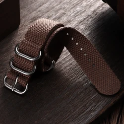 Cotton Nylon Military - Style Watch Strap - 20mm/22mm, Unisex Sport Wristband - 22mm (Brown)