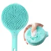 1Pc Silicone Long Handle Bath Brush Double-Sided Shower Exfoliating Brush Body Scrub Back Massage Brushes Bathroom Accessories 5