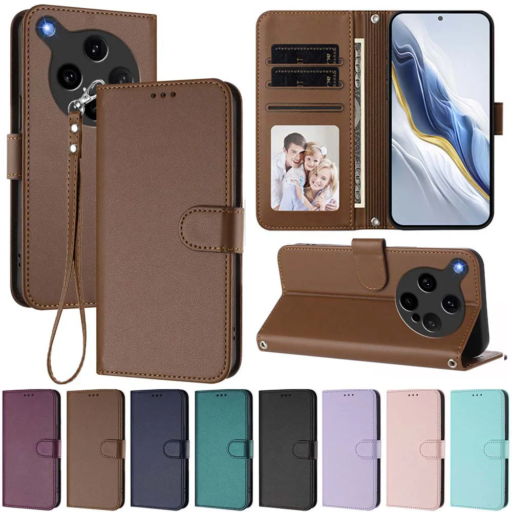 Sleek Solid Color Leather Flip Wallet Phone Case