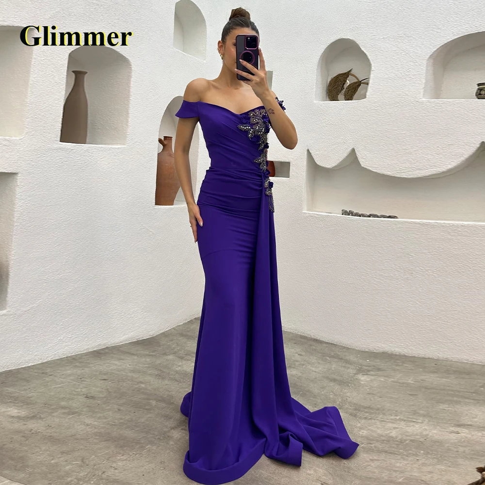 

Glimmer Off The Shoulder Evening Dresses Formal Prom Gowns Custom Made Special Occasion Vestidos Fiesta De Noche Robe De Soiree
