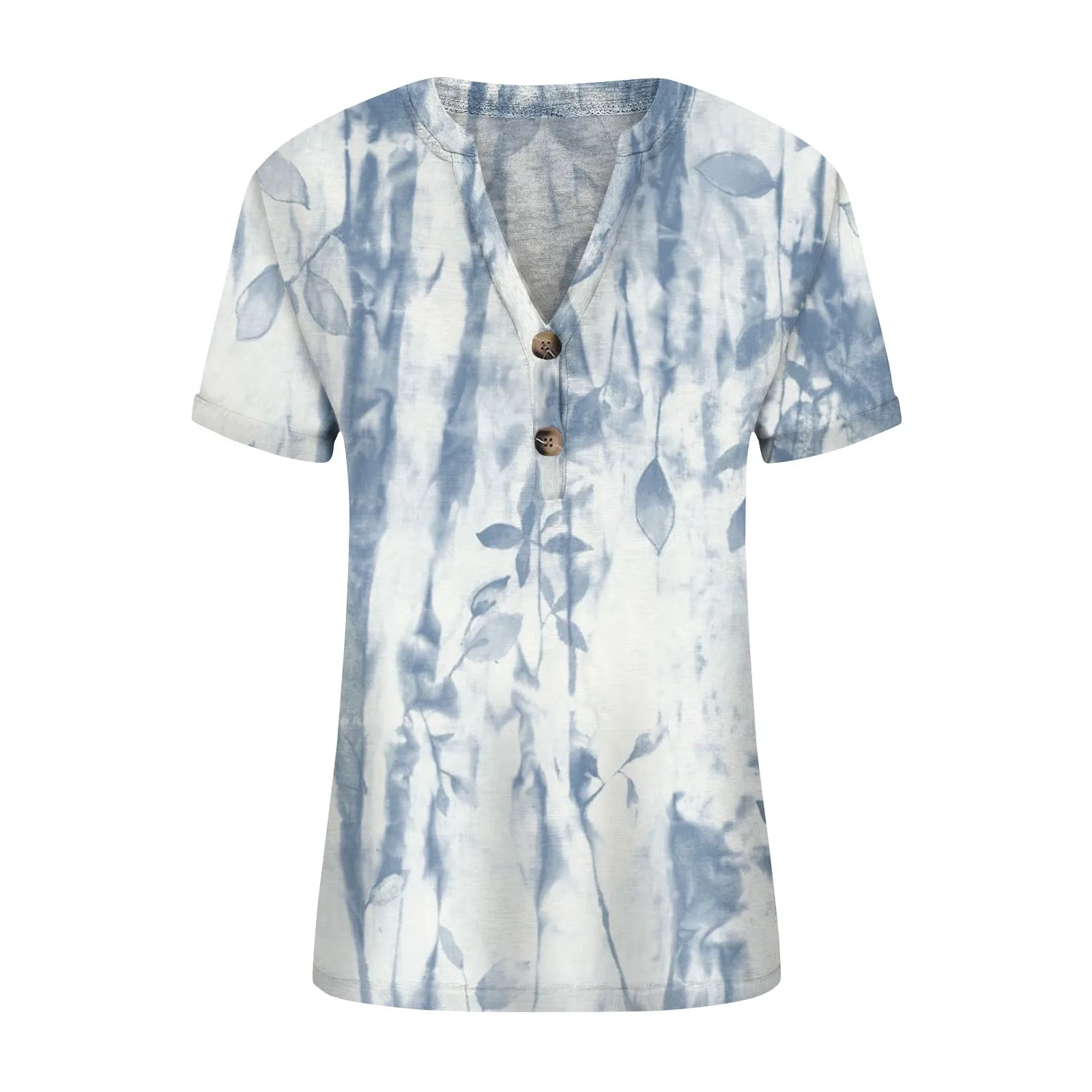 

New Womens Loose Summer Plain V Neck Button Button Short Sleeve Casual Tops Playeras De Mujeres Popular Women'S Shirt