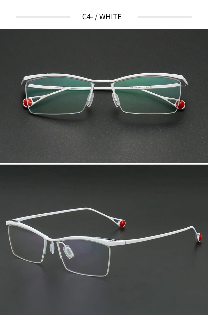 Muzz Unisex Semi Rim Square Brow Line Titanium Eyeglasses 8
