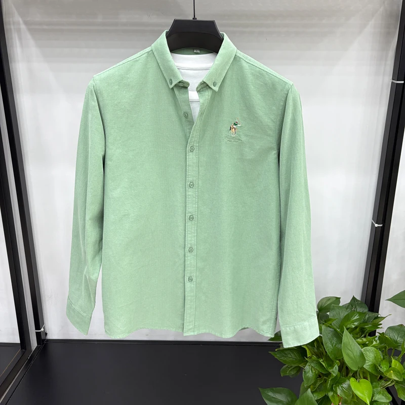 Spring and Autumn New 100% Cotton Long Sleeve Shirt for Men's Business, Leisure, Skin Friendly, Comfortable Collar Shirt Coat