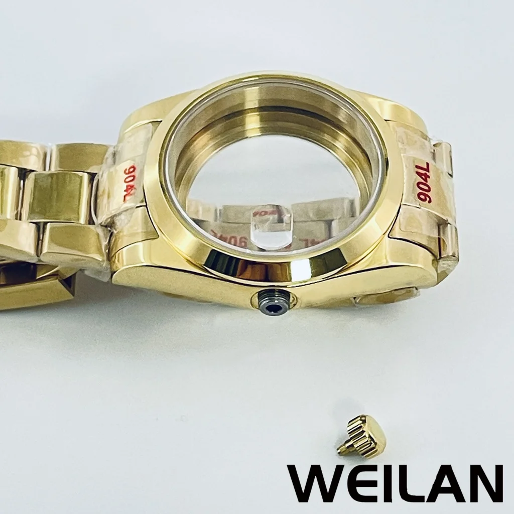 Gold Top Waterproof Watch Case with Sapphire Crystal