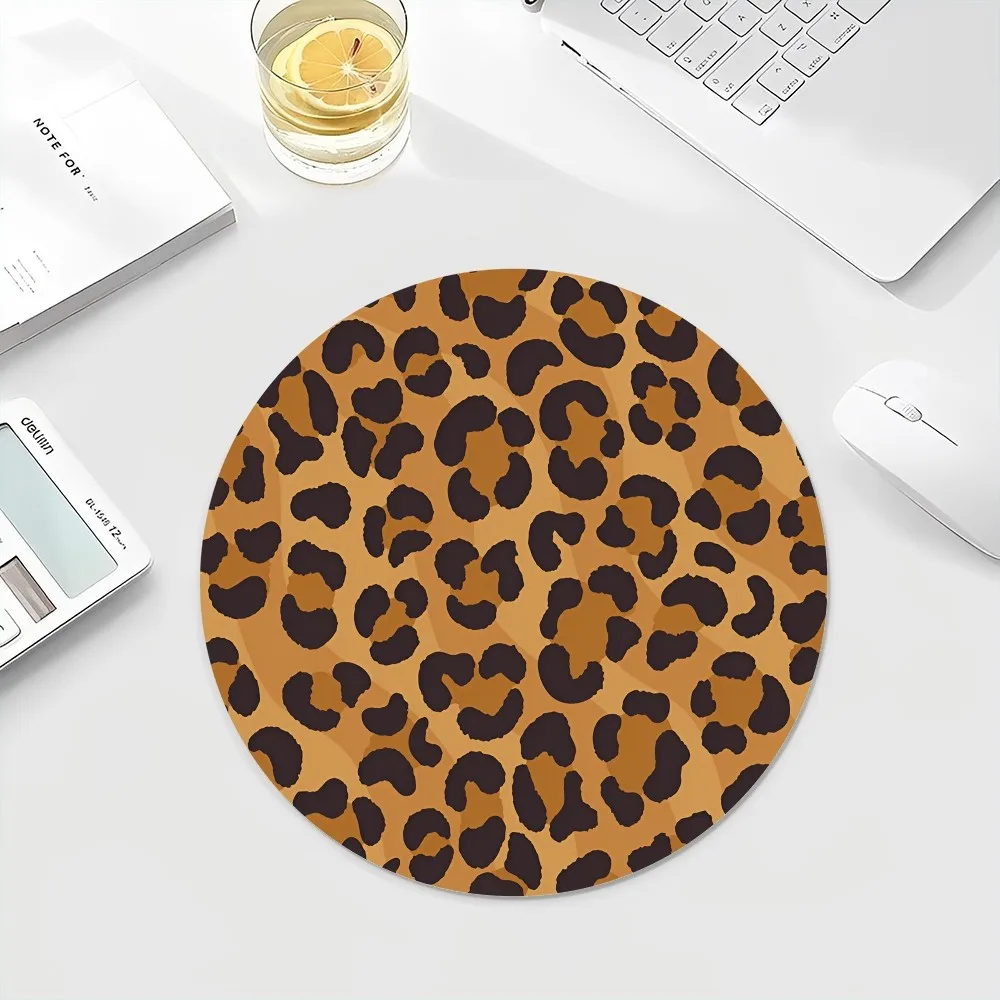 Leopard Print Panther22x22cm Round Kawaii Cartoon Anime Gaming Mouse Pad Keyboard Mouse Mats Deskpad Girls for PC Mouse Carpet 6