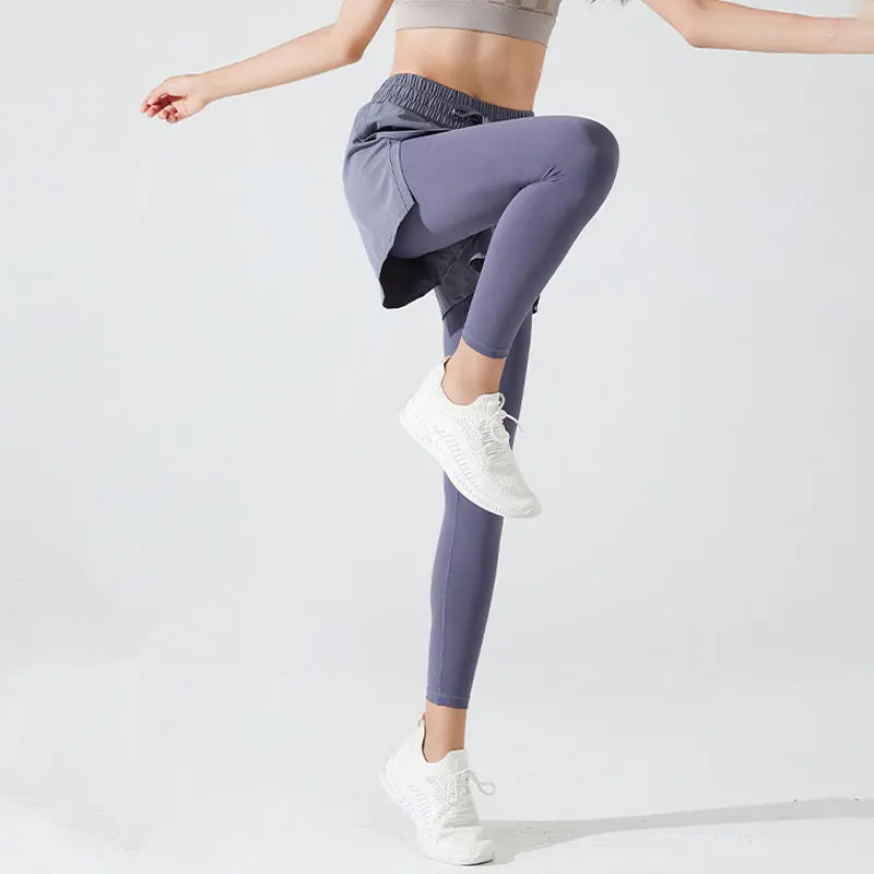 Stown Sportswear Tennis Tights and Shorts 2 In 1 with Hidden Pocket Stretchy Yoga Leggings Sport Women Fitness Push Up Gym