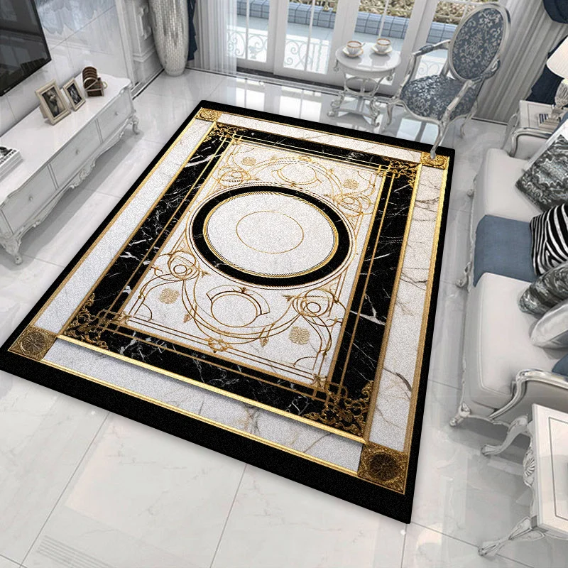 Light Luxury Marble Rugs Living Room Decoration Hotel Lobby Sofa Area Non-slip Floor Mats Washable Soft Bedroom Cloakroom Carpet 3