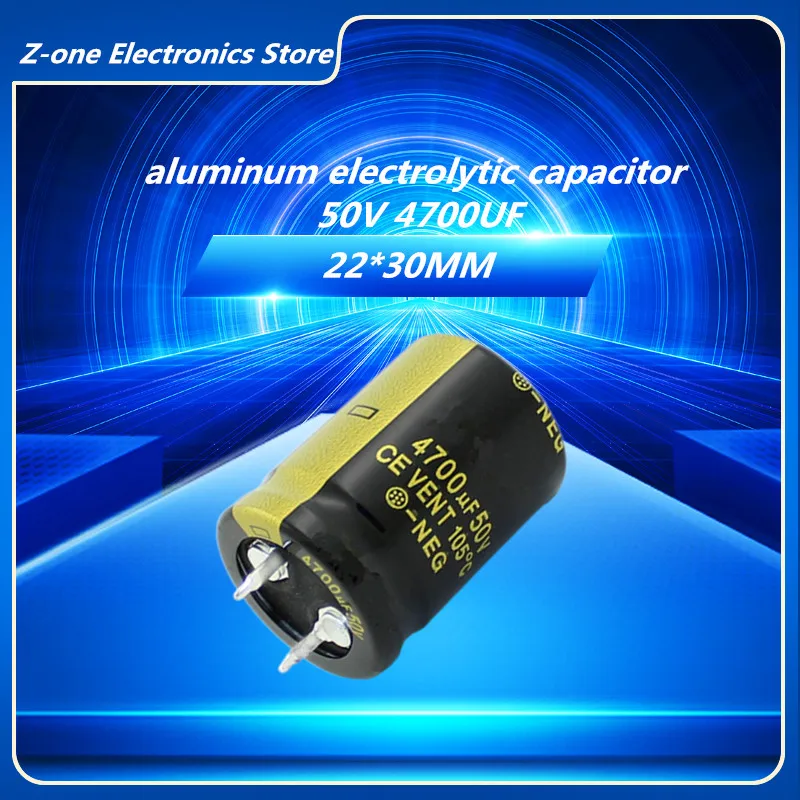 2-5pcs 50V 4700UF 22X30mm High quality Aluminum Electrolytic Capacitor High Frequency Low Impedance 50V 4700UF 22X30mm