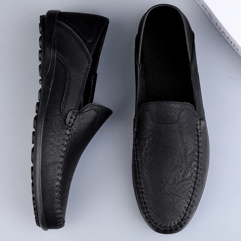 Split Leather Men Loafers Slip On Flats Casual Shoes For Men Moccasins Super Soft Men Footwear For Summer And Spring