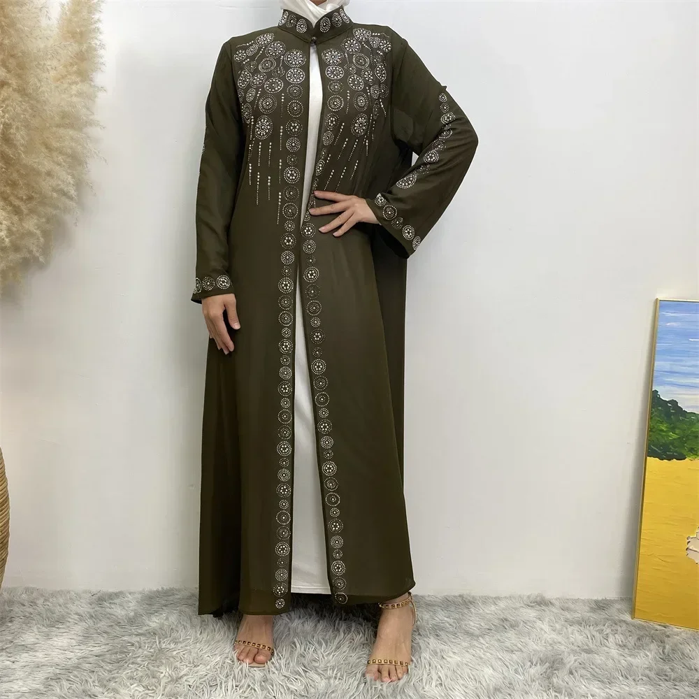 2024 New Abaya Dubai Luxury Chiffon Kimono Ramadan Eid Cardigan Muslim Turkey Islam Clothing Abayas for Women Caftan Kaftan Robe