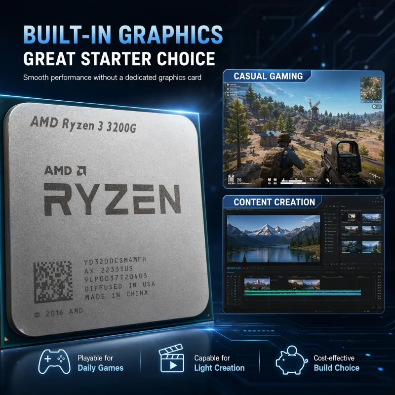 Enhance Your PC with a High-Performance Quad-Core Processor Featuring Built-in Vega Graphics