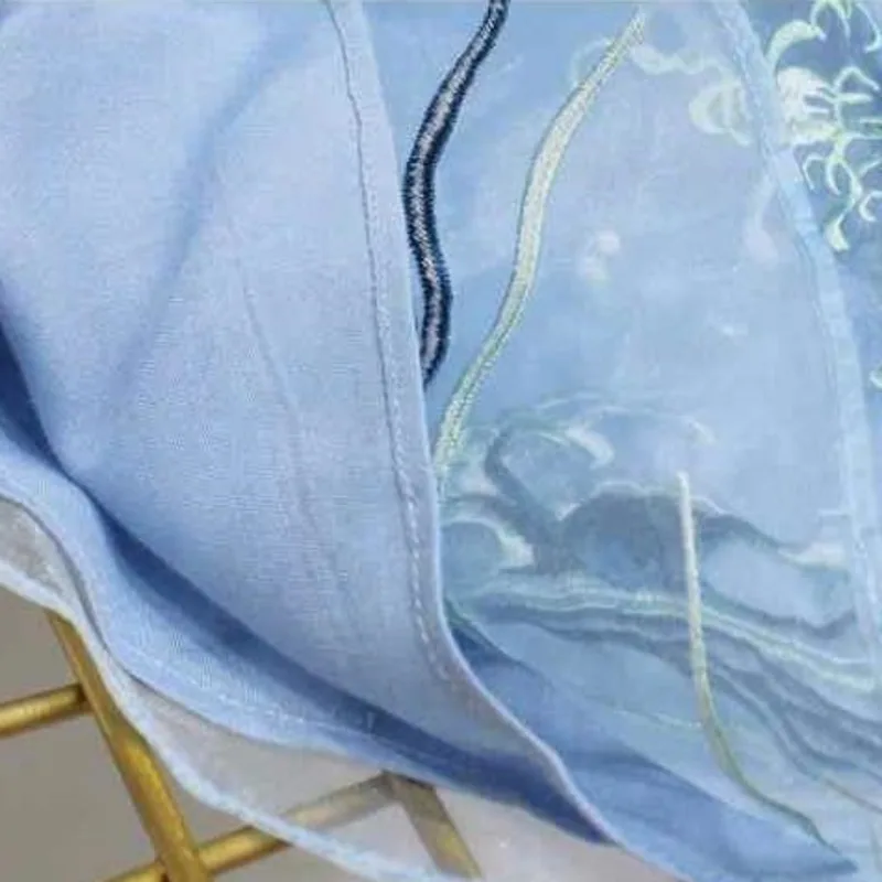 women chinese shirt embroidered top national style Tang shirt retro crane embroidered Chinese top women's new elegant loose white blue Hanbok shirt