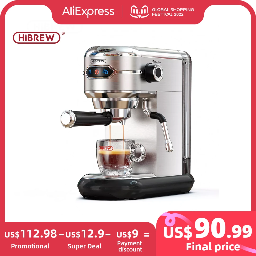 HiBREW Coffee Maker Cafetera 19 Bar Inox Semi Automatic Super Slim ESE POD& Powder Espresso Cappuccino Machine Hot Water H11|Coffee Makers| - AliExpress