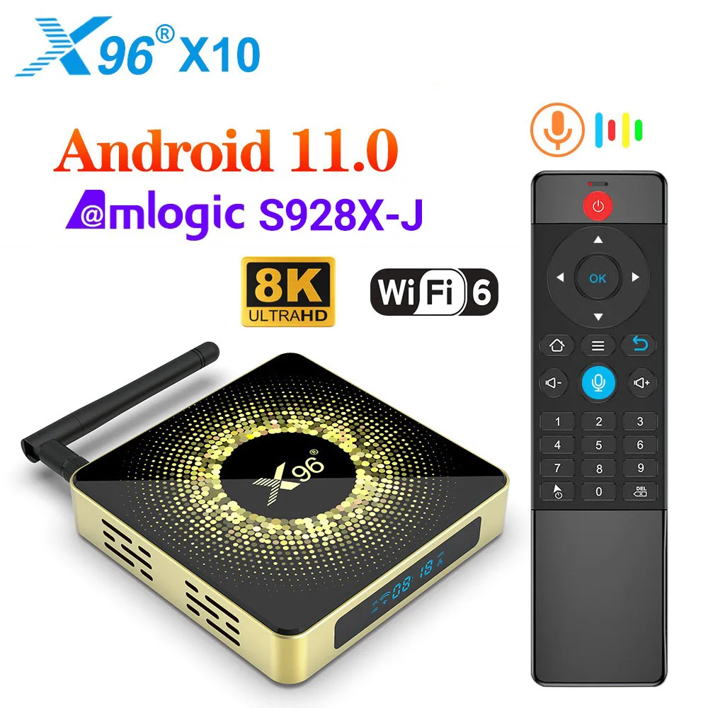  2023 Android TV Box X96 X10 Amlogic S928X-J Support Dolby 8K USB3.0 Wifi6 BT5.2 1000M LAN Google Voice Set Top Box Media Player 