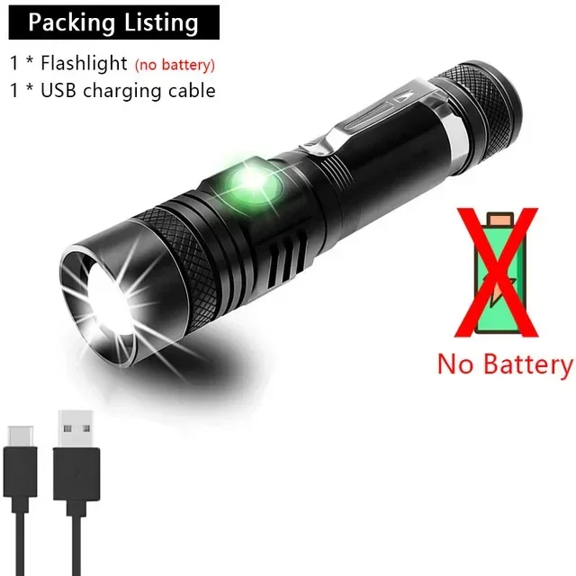 ตัวเลือกสินค้า ไฟฉายชาร์จ USB ส่องสว่างกลางแจ้ง