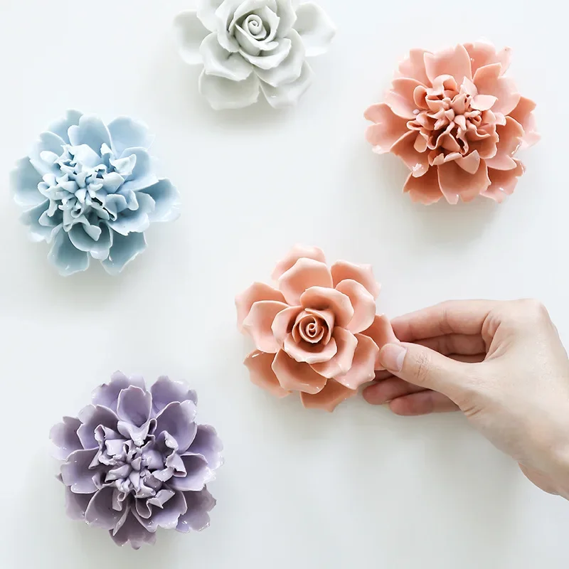 Creative Ceramic Flowers Peony Flowers And Cherry Blossoms Decorative Arts And Crafts Wall Decorations Home Decor