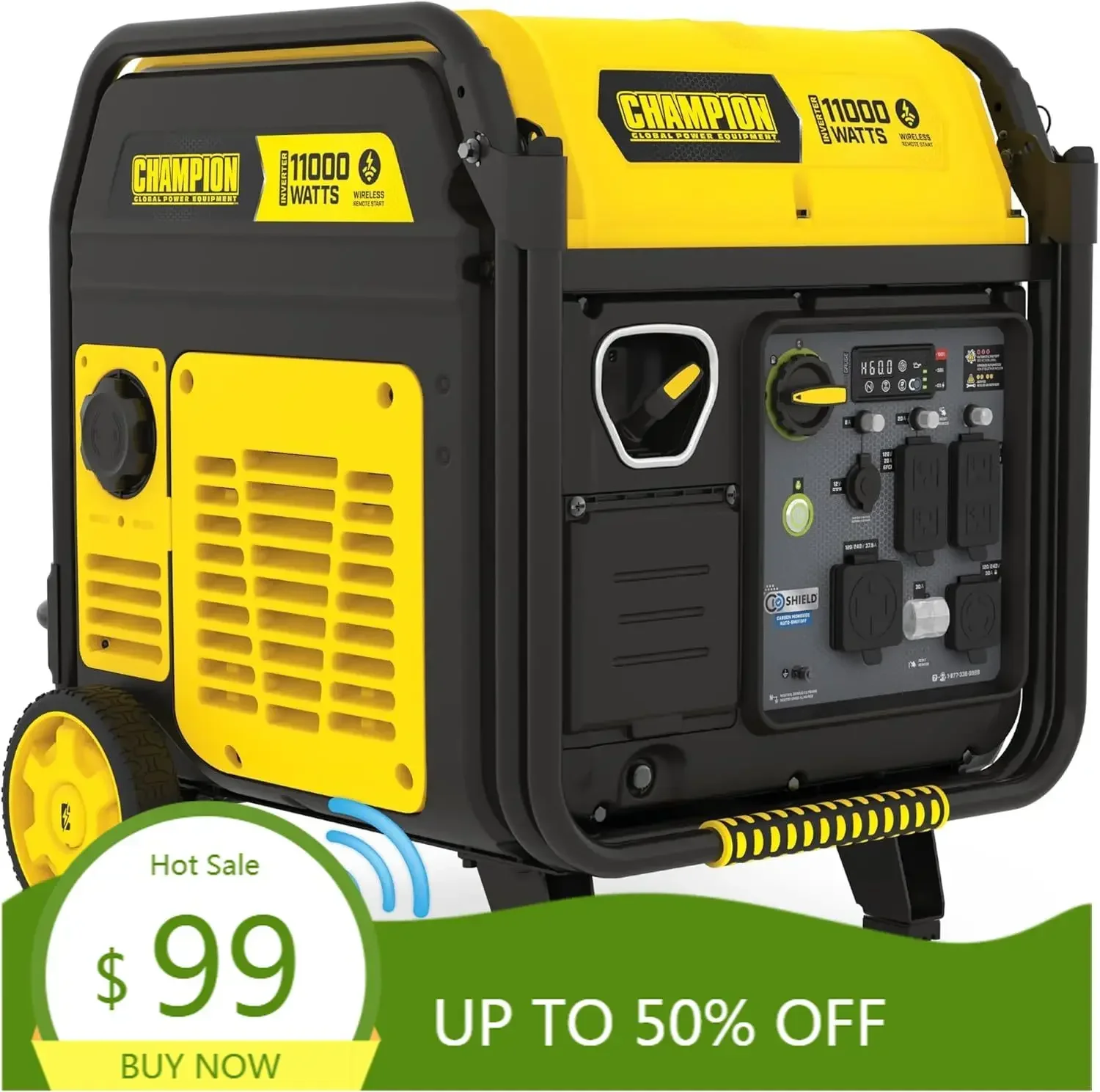 11,000-Watt Wireless Remote Start Home Backup Portable Inverter Generator with Quiet Technology and CO Shield