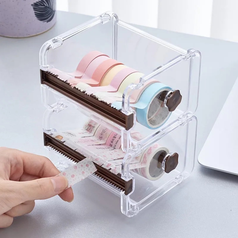 Creative Transparent Adhesive Tape Dispenser Japanese Stationery Masking  Tape Cutter Washi Tape Storage Organizer School Supply