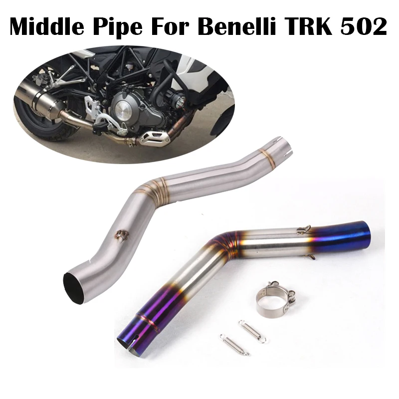 Tubo Centrale Per Benelli Trk 502 51Mm Scarico Moto Mid Link Connect Pipe Slip On In Acciaio Inossidabile