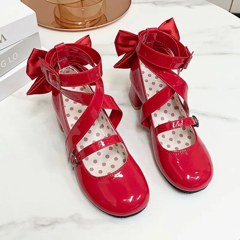 Generic Red Bow High Heel Boots for Cosplay Events