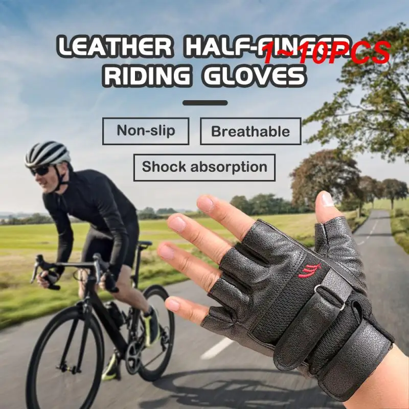 

1~10PCS Men's Leather Cycling Gloves Gym Fitness Breathable Anti-Slip Women Men Half Finger Summer Fishing Cycling Fingerless