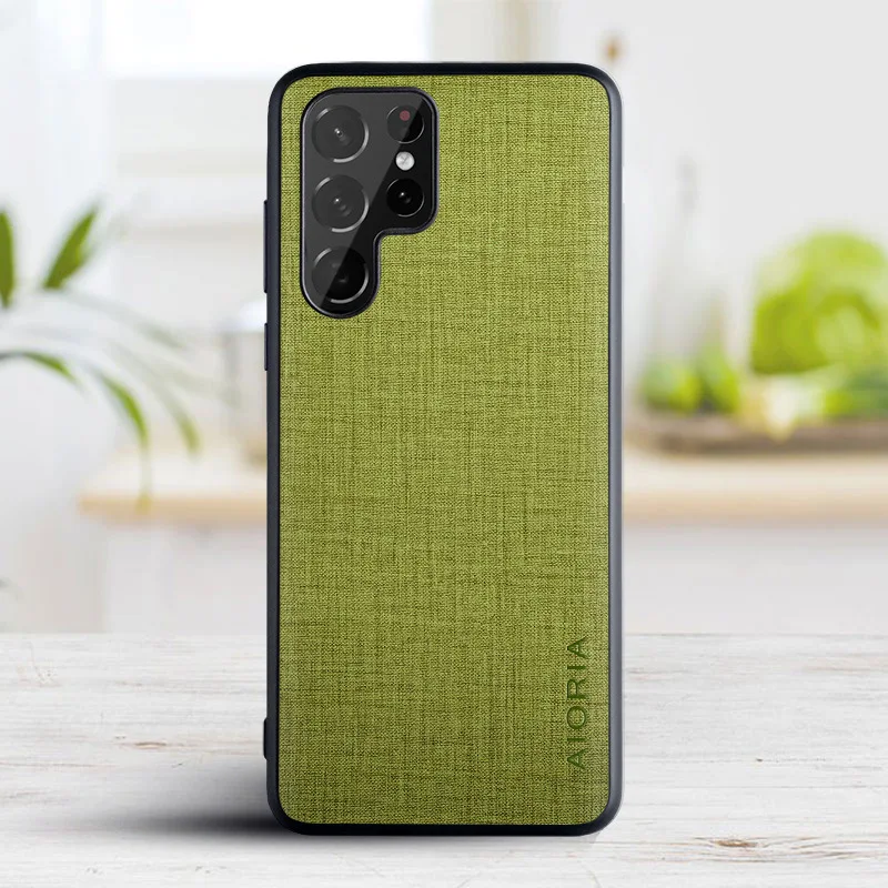 Luxury Cloth Texture PU Leather Shockproof Phone Case with Camera Protection