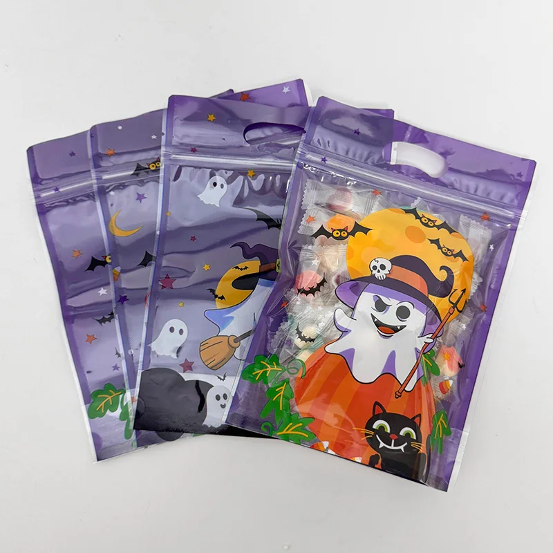 20/50 Stück Halloween Süßigkeiten Tasche Cartoon Kürbis Geist Geschenk Kekse Druckverschlussbeutel Halloween Party Dekor Kinder Süßes oder Saures Gefälligkeiten – Detail 10