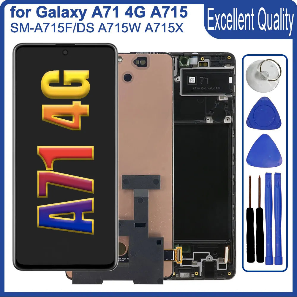 for Samsung Galaxy A71 AMOLED Screen LCD Display Touch Panel Replacement with footprint for Samsung A71 LCD Screen A715 A715F