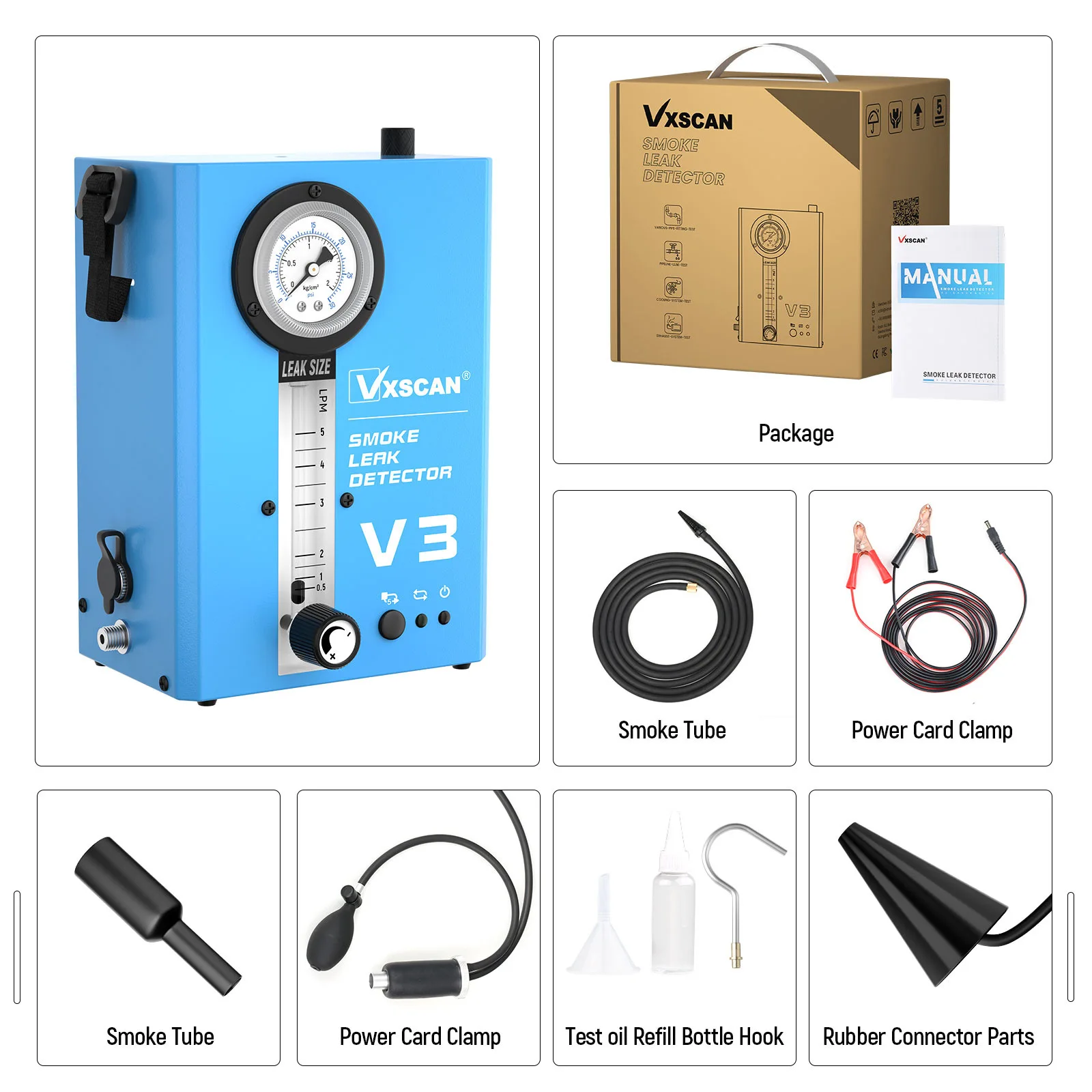 

VXSCAN V3 Automotive Smoke Leak Detector Vacuum Smoke Machine Leak Detector Diagnostic Tester